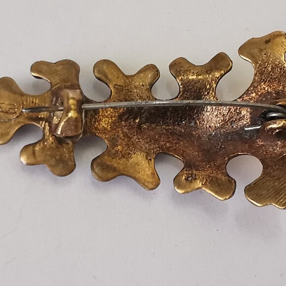 Vintage Kalevala Koru Bronze Oak Leaf Brooch Finland Nordic Scandinavian Jewelry - Picture 6 of 8